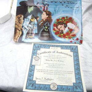 VTG WIZARD OF OZ DISPLAY PLATE, BRADFORD EXCHANGE, W/CERTIFICATE